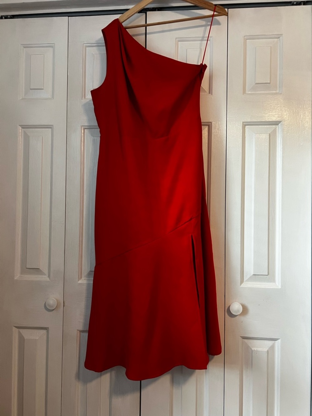 Sam Edelman Red One-Shoulder Asymmetric Midi Dress
